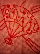 画像4: H1117F じゅばん 女性用着物  シルク（正絹）   赤, 扇 【中古】 【USED】 【リサイクル】 ★★★☆☆ (4)