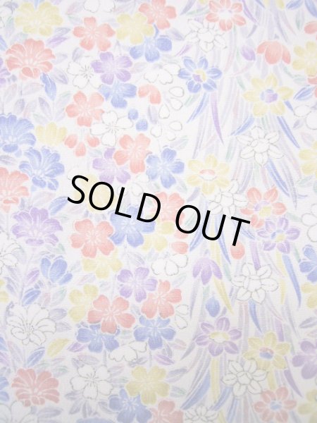 画像7: H1201U 小紋 女性用着物  化繊   白, 菊 【中古】 【USED】 【リサイクル】 ★★★★☆ (7)