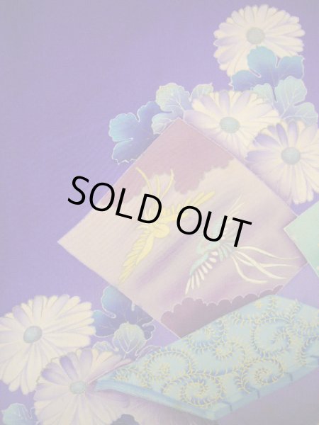 画像9: I0107S 振袖 女性用着物 明治・大正時代 シルク(正絹)  明るい 紫, 冊子 【中古】 【USED】 【リサイクル】 ★★☆☆☆ (9)