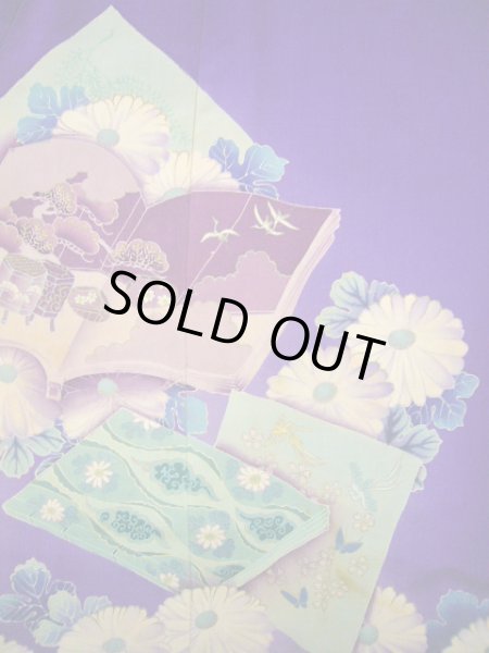 画像10: I0107S 振袖 女性用着物 明治・大正時代 シルク(正絹)  明るい 紫, 冊子 【中古】 【USED】 【リサイクル】 ★★☆☆☆ (10)