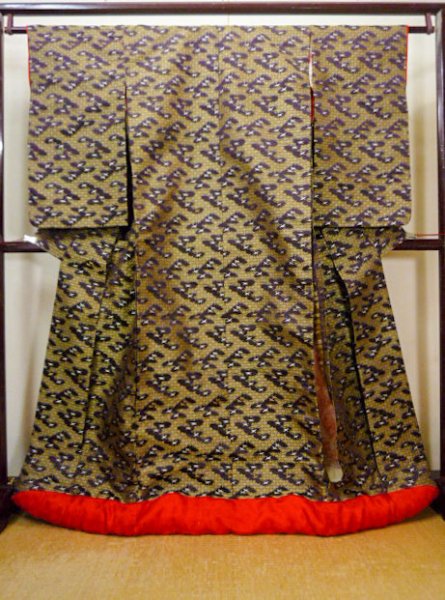 画像1: I0112C 女性用 打掛   シルク（正絹） 深い灰色がかった紫色,  七宝 【中古】【USED】【リサイクル】 ★☆☆☆☆【I0112C】 (1)