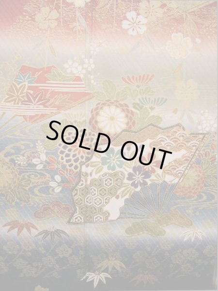 画像6: I0207A 振袖 女性用着物  シルク（正絹）  赤みのある ブラウン（茶色）, 桜 【中古】 【USED】 【リサイクル】 ★★★★☆ (6)