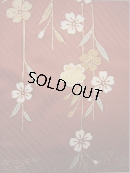 画像18: I0207A 振袖 女性用着物  シルク（正絹）  赤みのある ブラウン（茶色）, 桜 【中古】 【USED】 【リサイクル】 ★★★★☆ (18)