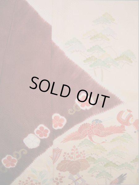 画像5: I0207H 振袖 女性用着物 取方小袖小宝 シルク（正絹）  淡い ピンク, 宝づくし 茶色がかった【中古】 【USED】 【リサイクル】 ★★★★☆ (5)