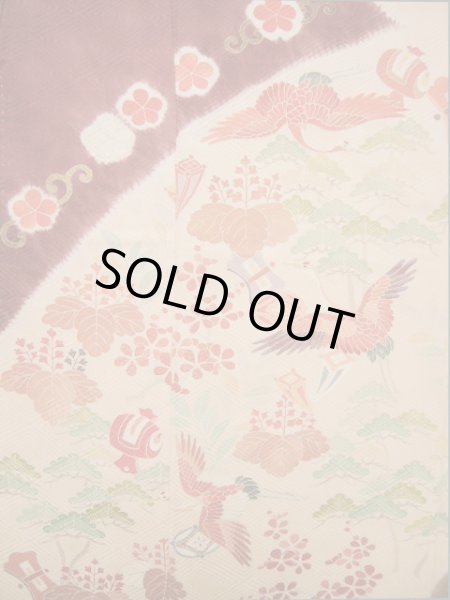 画像6: I0207H 振袖 女性用着物 取方小袖小宝 シルク（正絹）  淡い ピンク, 宝づくし 茶色がかった【中古】 【USED】 【リサイクル】 ★★★★☆ (6)