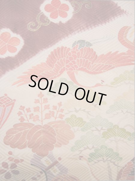 画像14: I0207H 振袖 女性用着物 取方小袖小宝 シルク（正絹）  淡い ピンク, 宝づくし 茶色がかった【中古】 【USED】 【リサイクル】 ★★★★☆ (14)