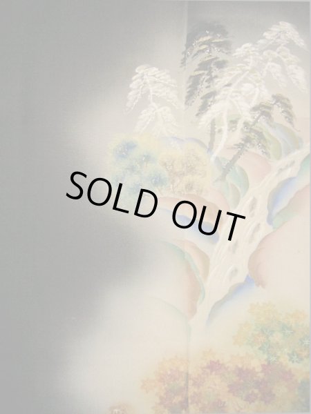 画像7: I0207J 留袖 女性用着物  シルク(正絹)   黒, 滝 【中古】 【USED】 【リサイクル】 ★★☆☆☆ (7)