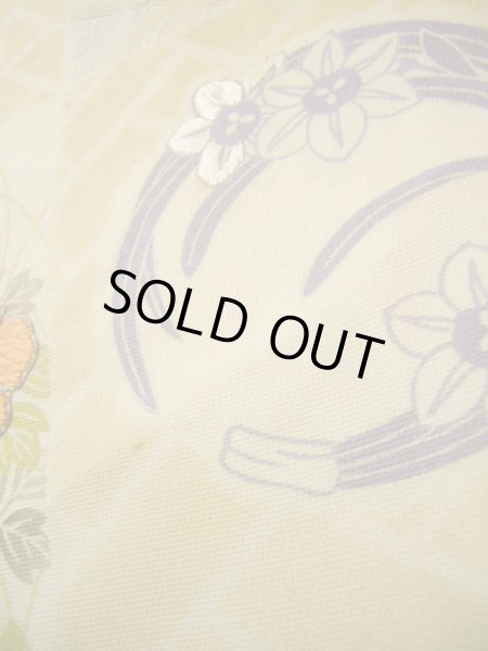 画像12: I0330B 袋帯  女性用着物 シルク(正絹)  淡い ベージュ ぼたん   芯なし【中古】 【USED】 【リサイクル】 ★★☆☆☆ (12)