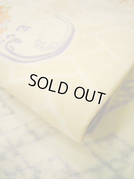 画像14: I0330B 袋帯  女性用着物 シルク(正絹)  淡い ベージュ ぼたん   芯なし【中古】 【USED】 【リサイクル】 ★★☆☆☆ (14)