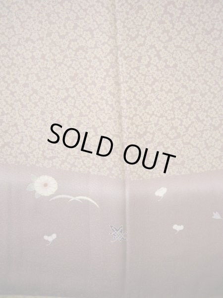 画像7: I0501J 訪問着 女性用着物  シルク（正絹） スモーキーな 薄い ローズ, 菊 【中古】 【USED】 【リサイクル】 ★★★★☆ (7)