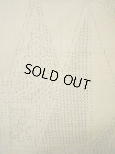 画像7: I0525O 単衣 女性用着物  シルク（正絹）   カーキ, 幾何学模様 【中古】 【USED】 【リサイクル】 ★★☆☆☆ (7)