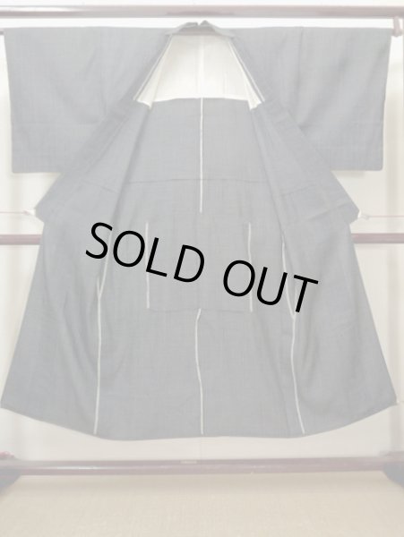 画像2: I0615W 男性用着物  綿  スモーキーな ネイビー(紺),  【中古】 【USED】 【リサイクル】 ★★★☆☆ (2)