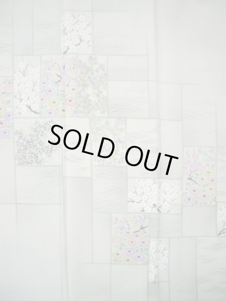 画像5: I0627S 訪問着 女性用着物  シルク（正絹）   グレー（灰色）, 菊 【中古】 【USED】 【リサイクル】 ★★★★☆ (5)