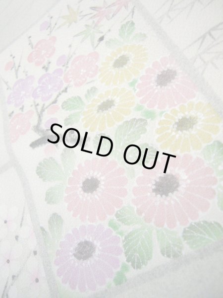 画像10: I0627S 訪問着 女性用着物  シルク（正絹）   グレー（灰色）, 菊 【中古】 【USED】 【リサイクル】 ★★★★☆ (10)