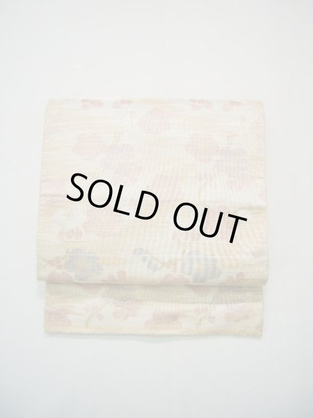 画像2: I0907B 袋帯  女性用着物 シルク(正絹) スモーキーな キャンディー グレー(灰色) 梅   【中古】 【USED】 【リサイクル】 ★★★☆☆ (2)