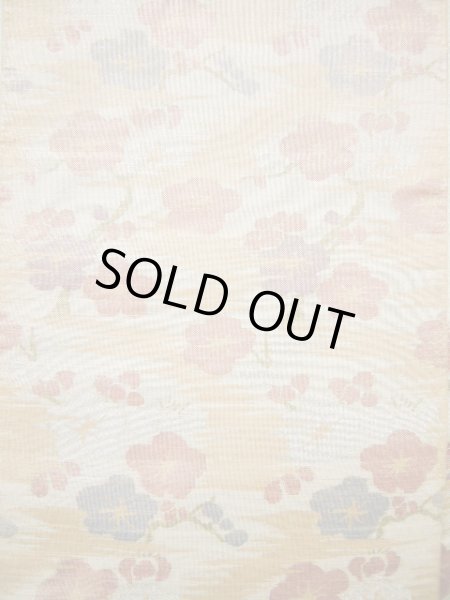 画像3: I0907B 袋帯  女性用着物 シルク(正絹) スモーキーな キャンディー グレー(灰色) 梅   【中古】 【USED】 【リサイクル】 ★★★☆☆ (3)