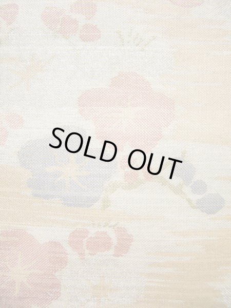 画像4: I0907B 袋帯  女性用着物 シルク(正絹) スモーキーな キャンディー グレー(灰色) 梅   【中古】 【USED】 【リサイクル】 ★★★☆☆ (4)