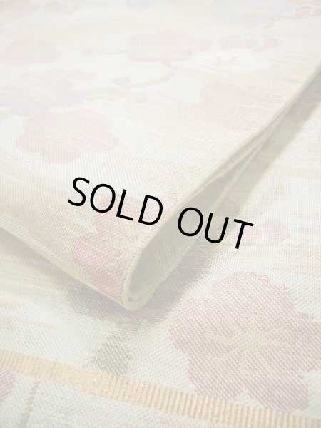 画像8: I0907B 袋帯  女性用着物 シルク(正絹) スモーキーな キャンディー グレー(灰色) 梅   【中古】 【USED】 【リサイクル】 ★★★☆☆ (8)