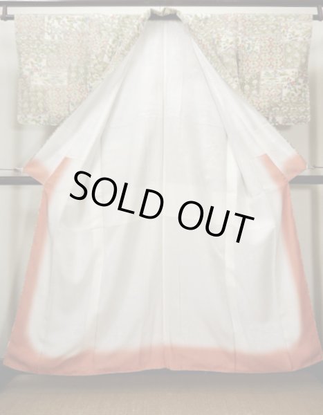 画像2: I1109L 小紋 女性用着物  シルク(正絹)  クリーミーな クリーム, 菱 【中古】 【USED】 【リサイクル】 ★★★★☆ (2)