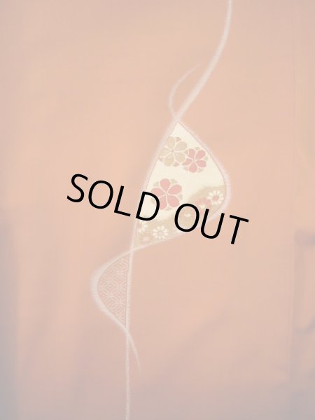 画像4: I1130H 織 女性用着物  シルク（正絹）   朱赤, 菊 【中古】 【USED】 【リサイクル】 ★★☆☆☆ (4)