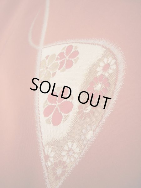 画像9: I1130H 織 女性用着物  シルク（正絹）   朱赤, 菊 【中古】 【USED】 【リサイクル】 ★★☆☆☆ (9)