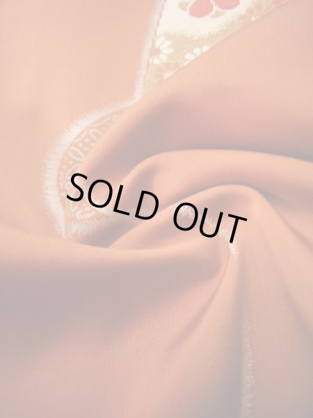 画像11: I1130H 織 女性用着物  シルク（正絹）   朱赤, 菊 【中古】 【USED】 【リサイクル】 ★★☆☆☆ (11)