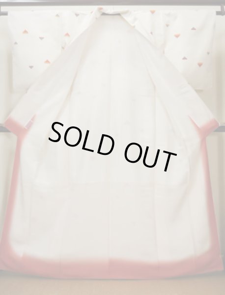 画像2: I1130V 紬 女性用着物  シルク（正絹）  クリーミーな オフ　ホワイト, 独楽 【中古】 【USED】 【リサイクル】 ★★★★☆ (2)