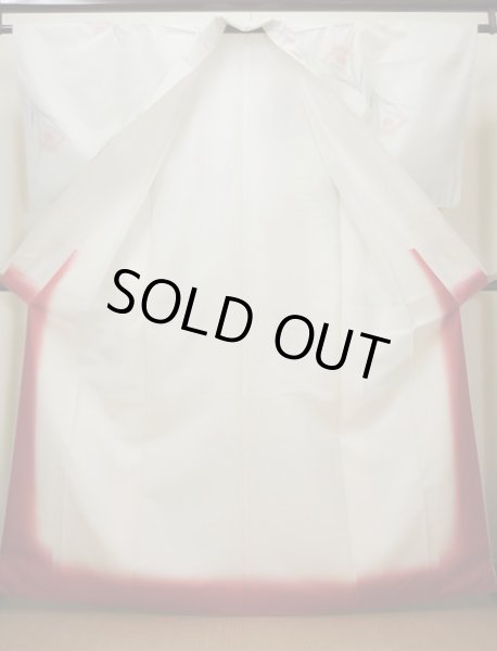 画像2: I1130W 紬 女性用着物  シルク(正絹)   オフ ホワイト, あやめ 【中古】 【USED】 【リサイクル】 ★★★★☆ (2)