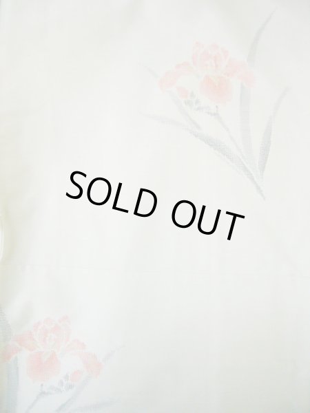 画像3: I1130W 紬 女性用着物  シルク(正絹)   オフ ホワイト, あやめ 【中古】 【USED】 【リサイクル】 ★★★★☆ (3)