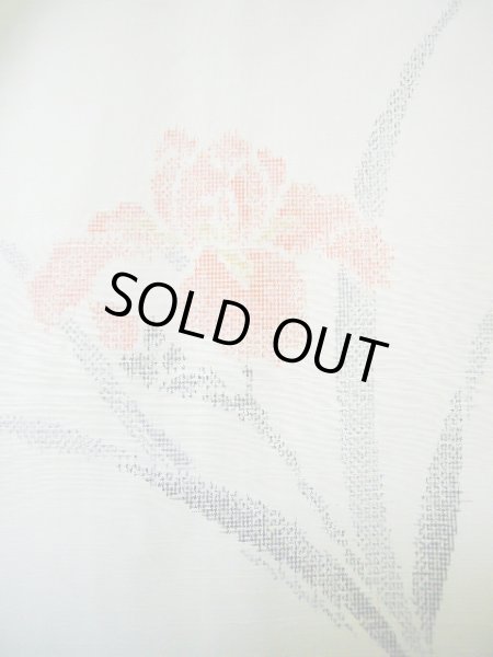 画像7: I1130W 紬 女性用着物  シルク(正絹)   オフ ホワイト, あやめ 【中古】 【USED】 【リサイクル】 ★★★★☆ (7)