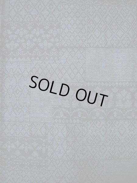 画像7: I1130X 紬 女性用着物  シルク(正絹)  スモーキーな 青, 幾何学模様 【中古】 【USED】 【リサイクル】 ★★★★☆ (7)