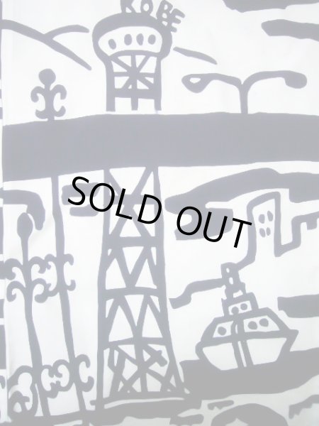 画像5: J0118K ゆかた 女性用着物 神戸の街並み 綿   白, ぼたん 【中古】 【USED】 【リサイクル】 ★★★☆☆ (5)