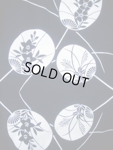 画像3: J0118M ゆかた 女性用着物  綿   藍, うちわ 【中古】 【USED】 【リサイクル】 ★★★★☆ (3)