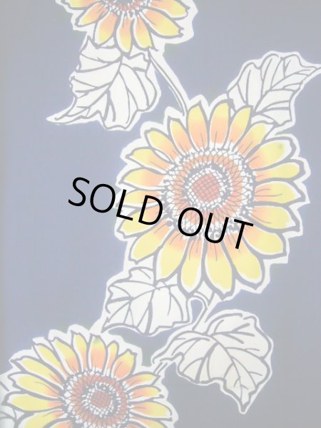 画像3: J0118N ゆかた 女性用着物  綿   青, ひまわり 【中古】 【USED】 【リサイクル】 ★★★★☆ (3)