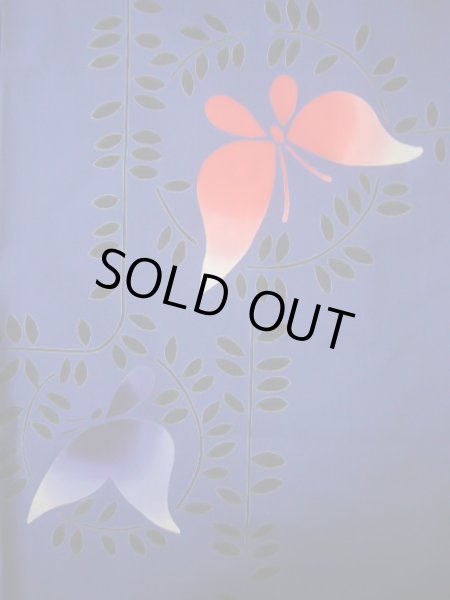 画像5: J0118P ゆかた 女性用着物  綿   青, 蝶々 【中古】 【USED】 【リサイクル】 ★★★☆☆ (5)