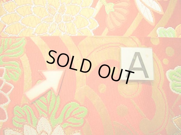 画像11: J0125P 袋帯  女性用着物 シルク（正絹）   朱赤 菊   【中古】 【USED】 【リサイクル】 ★★★☆☆ (11)