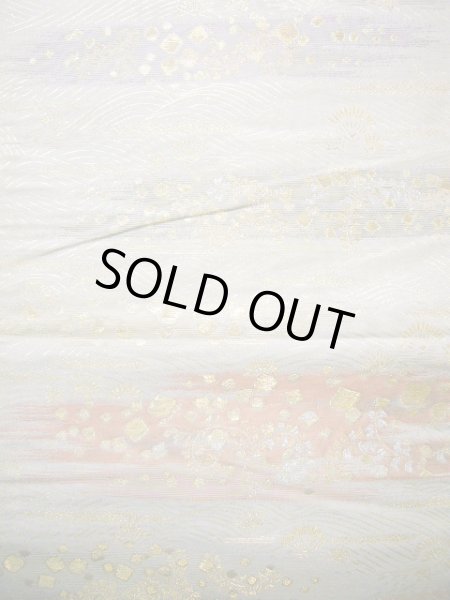 画像4: J0125V 袋帯  女性用着物 シルク（正絹）  淡い グレー（灰色） 松/松葉   【中古】 【USED】 【リサイクル】 ★★★☆☆ (4)