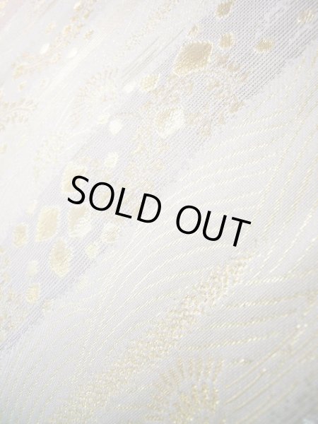 画像8: J0125V 袋帯  女性用着物 シルク（正絹）  淡い グレー（灰色） 松/松葉   【中古】 【USED】 【リサイクル】 ★★★☆☆ (8)