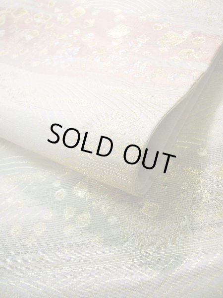 画像11: J0125V 袋帯  女性用着物 シルク（正絹）  淡い グレー（灰色） 松/松葉   【中古】 【USED】 【リサイクル】 ★★★☆☆ (11)