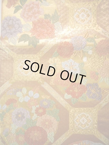 画像5: J0125W 袋帯  女性用着物 シルク（正絹）   ゴールド（金） 鳥   【中古】 【USED】 【リサイクル】 ★★★★☆ (5)