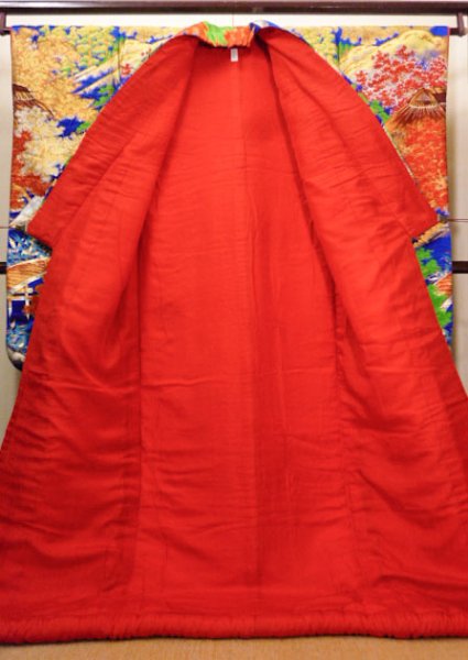 画像3: J0219A 女性用 打掛   シルク（正絹） 鮮やか青,  家 【中古】【USED】【リサイクル】 ★★★★☆【J0219A】 (3)