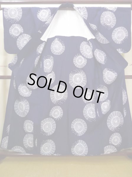 画像2: J0520V ゆかた 女性用着物  綿 ダークな  藍, かのこ 【中古】 【USED】 【リサイクル】 ★★★★☆ (2)