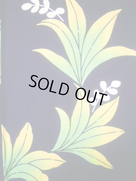 画像4: J0520X ゆかた 女性用着物  綿 ダークな  グリーン（緑）, 葉 【中古】 【USED】 【リサイクル】 ★★★★☆ (4)