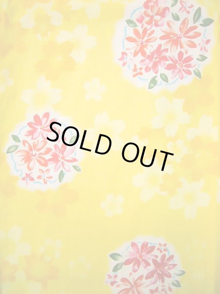 画像3: J0617K ゆかた 女性用着物  綿 薄い  イエロー(黄色), 花 【中古】 【USED】 【リサイクル】 ★★★☆☆ (3)