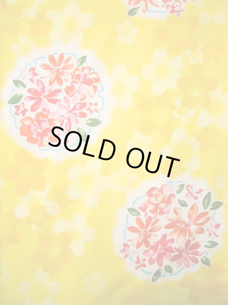 画像4: J0617K ゆかた 女性用着物  綿 薄い  イエロー(黄色), 花 【中古】 【USED】 【リサイクル】 ★★★☆☆ (4)