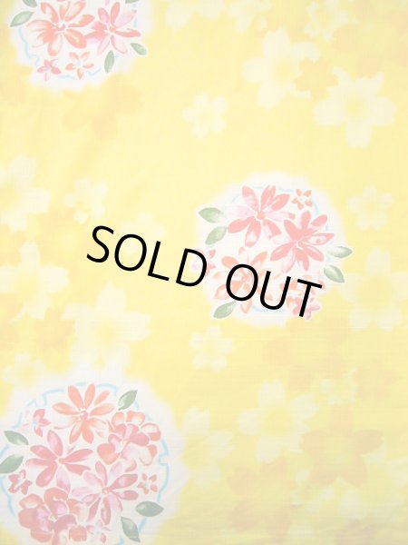 画像5: J0617K ゆかた 女性用着物  綿 薄い  イエロー(黄色), 花 【中古】 【USED】 【リサイクル】 ★★★☆☆ (5)