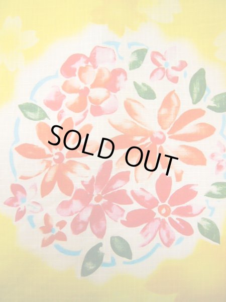 画像6: J0617K ゆかた 女性用着物  綿 薄い  イエロー(黄色), 花 【中古】 【USED】 【リサイクル】 ★★★☆☆ (6)