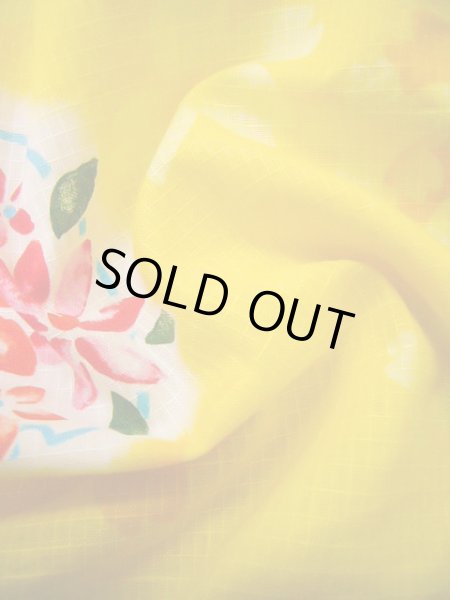 画像10: J0617K ゆかた 女性用着物  綿 薄い  イエロー(黄色), 花 【中古】 【USED】 【リサイクル】 ★★★☆☆ (10)