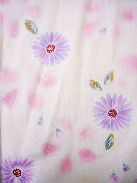 画像4: J0617Q ゆかた 女性用着物  綿 甘い  ピンク, 花 【中古】 【USED】 【リサイクル】 ★★★☆☆ (4)