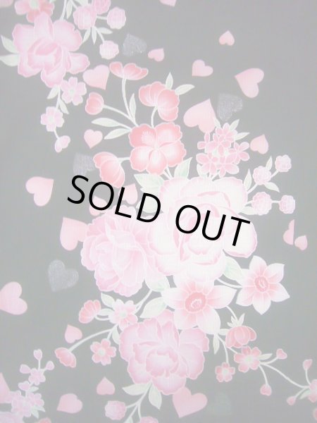 画像3: J0617X ゆかた 女性用着物  綿 ダークな  黒, 花 【中古】 【USED】 【リサイクル】 ★★★★☆ (3)